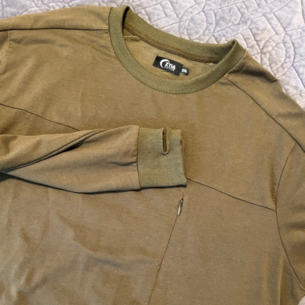 zyia men's green vertial zipper crewneck sweatshirt 2XL‎
